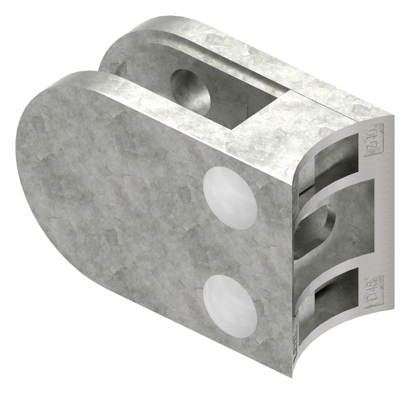 Glasklemme Mod. 33, Anschluss: 48,3mm, in Zink roh