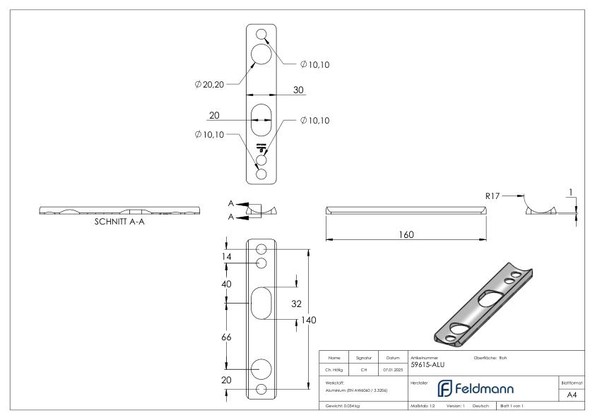 Schlossausgleichsblech mit Anschluss auf 33,7mm