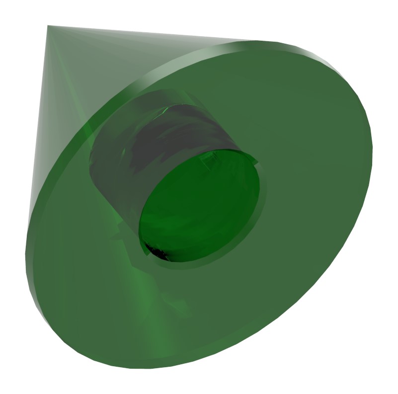 Glaskegel grün Ø 35mm mit Sackloch 12,3mm