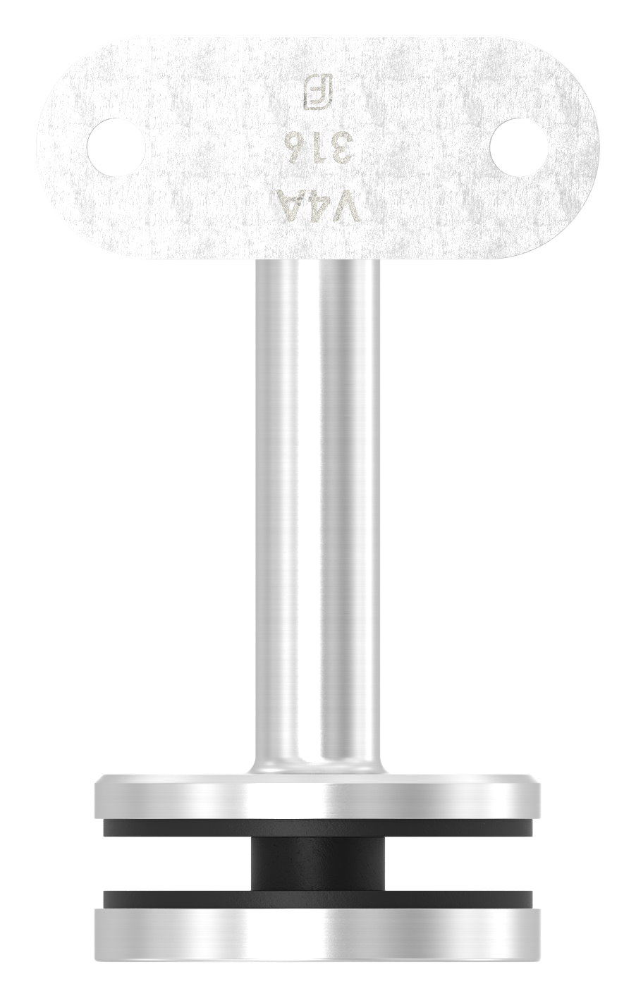 Handlaufhalter für Glas, Handlaufanschlussplatte flach, V4A Handlaufhalter für Glas, Handlaufanschlussplatte flach, V4A