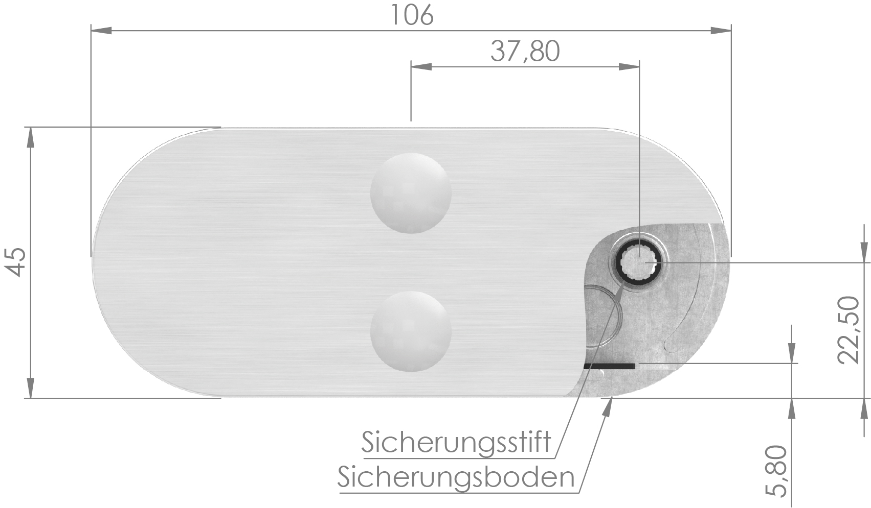 Sichtschutz Mittelglasklemme Mod. 25, V4A