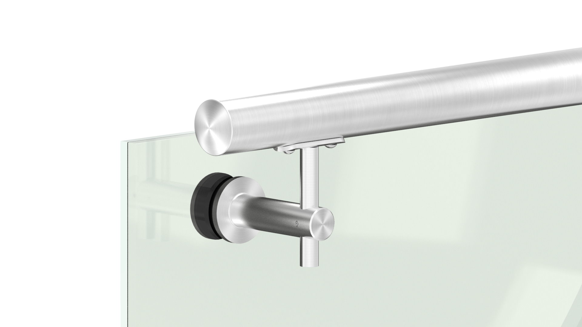 Handlaufhalter für Glas, Handlaufanschlussplatte 42,4mm, V2A