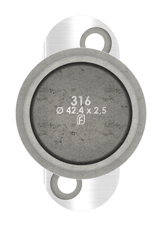 Rohrabschlussstopfen für Rohr 42,4x2,5mm, Handlaufanschlussplatte: 42,4mm, V4A