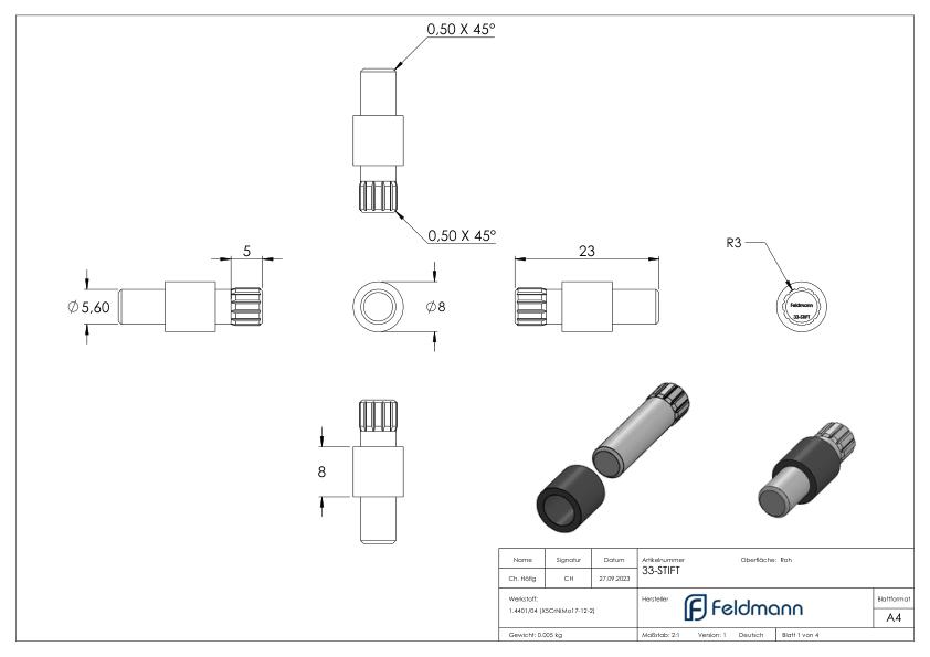 Sicherungsstift für Mod. 33, V4A Sicherungsstift für Mod. 33, V4A