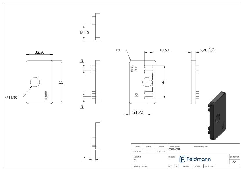 Gummi für Mod. 35, ESG-Glas 10mm Gummi für Mod. 35, ESG-Glas 10mm