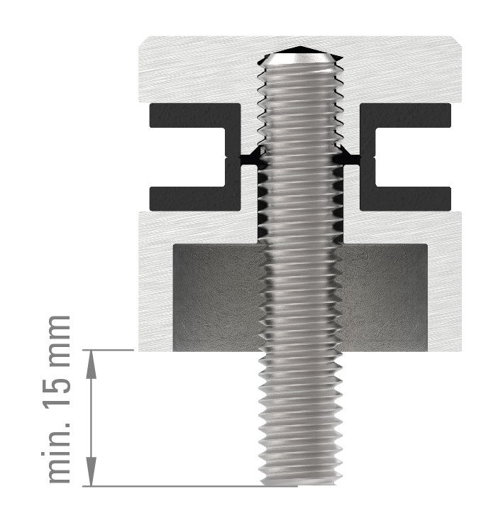 Glaspunkthalter 30mm, Anschluss: flach, Zink roh