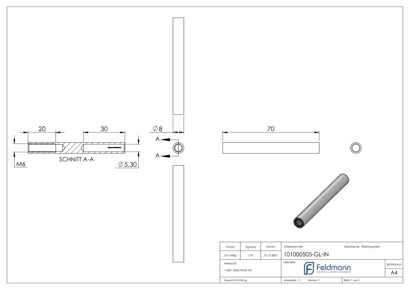 Gewindeterminal für Seil 5mm, V2A Gewindeterminal für Seil 5mm, V2A