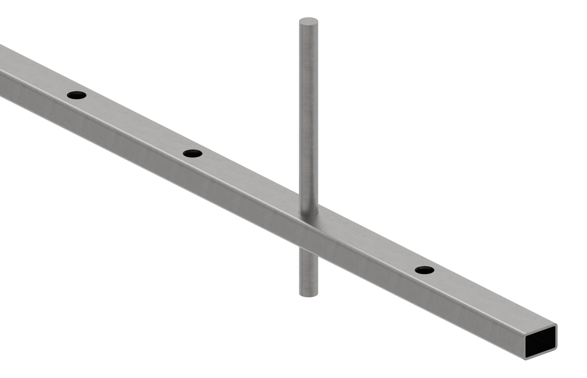 Rechteckrohr S235JR, 30x20x2mm, Löcher für Ø 13mm mit Abstand Mitte-Mitte 120mm, L: 3000mm Rechteckrohr S235JR, 30x20x2mm, Löcher für Ø 13mm mit Abstand Mitte-Mitte 120mm, L: 3000mm