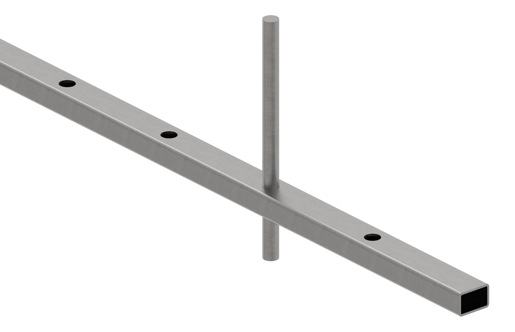 Rechteckrohr S235JR, 30x20x2mm, Löcher für Ø 13mm mit Abstand Mitte-Mitte 120mm, L: 3000mm