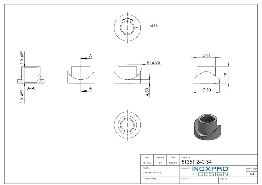 Gewindehülse, passend zu Torband 120-M16-VA, für Rohr 33,7mm, V2A Gewindehülse, passend zu Torband 120-M16-VA, für Rohr 33,7mm, V2A