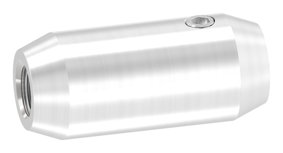 Stabverbinder Ø16mm mit Gewinde M8 und Bohrung 10mm, V2A Stabverbinder Ø16mm mit Gewinde M8 und Bohrung 10mm, V2A