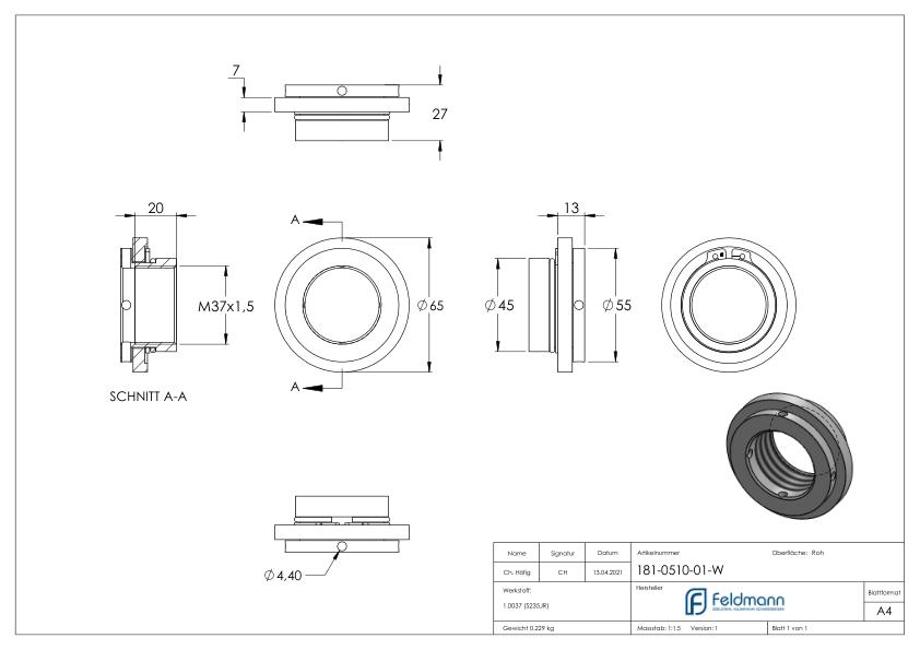 Montageplatte rund 65mm