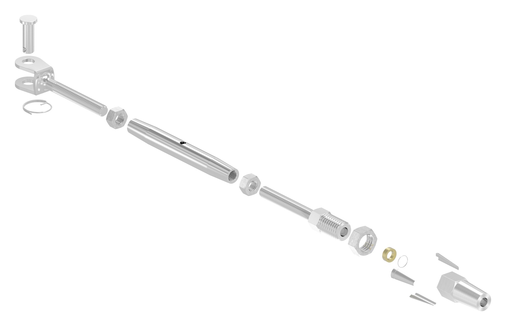 Wantenspanner Gabel zur Selbstmont. Seil 5mm, V4A