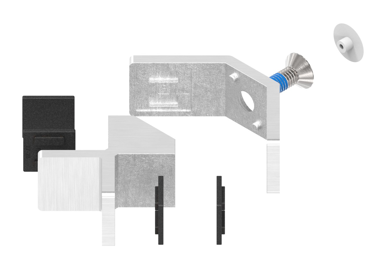 90° Glasausrichter für Ganzglasgeländer, für Glas 16,76 - 17,52mm