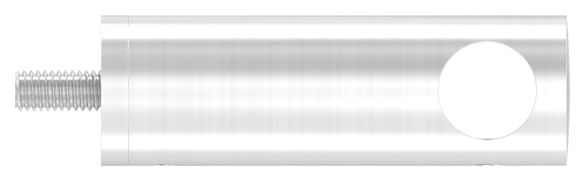 Querstabhalter verlängert, mit Durchgangsbohrung für geraden Anschluss, 14,2mm Bohrung, V2A Querstabhalter verlängert, mit Durchgangsbohrung für geraden Anschluss, 14,2mm Bohrung, V2A