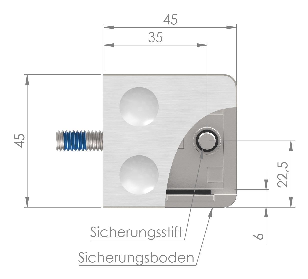 Glasklemme Mod. 31, Anschluss: 42,4mm, V4A