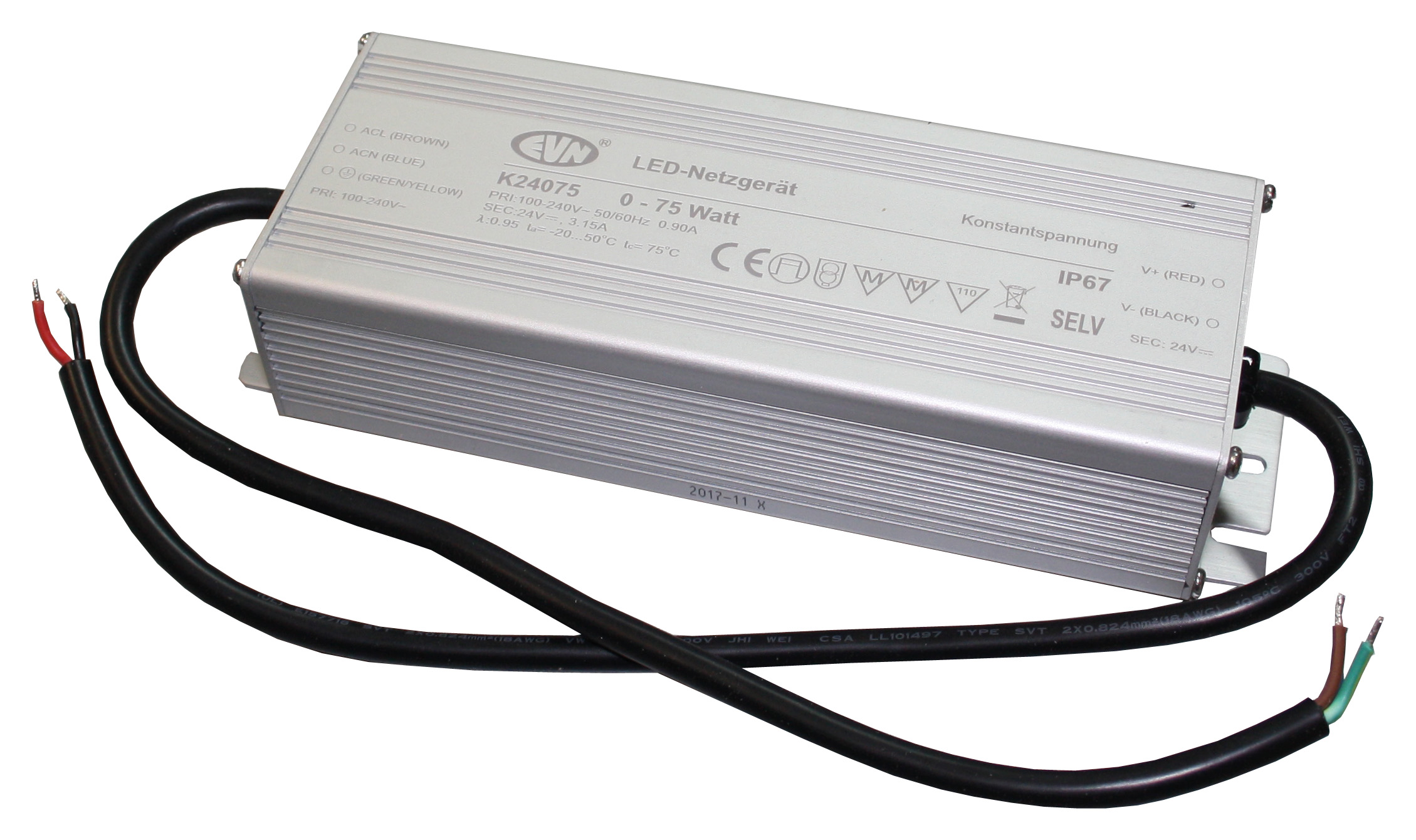 LED Netzgerät 24VDC mit 75W, IP67