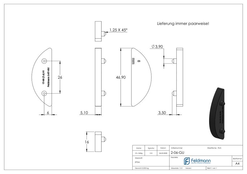 Gummi für Mod. 20/21, ESG-Glas 6mm