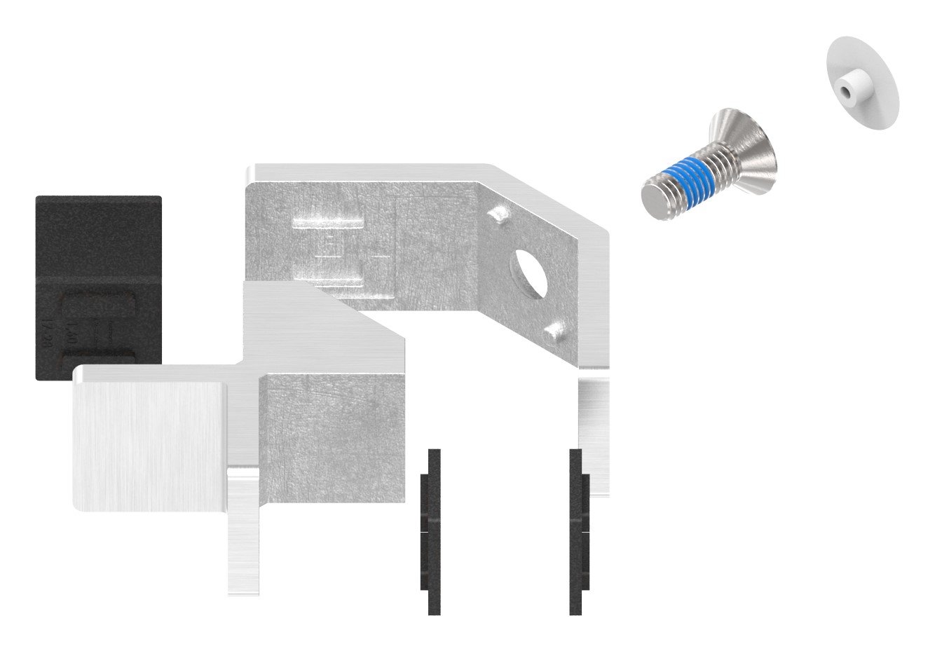 90° Glasausrichter für Ganzglasgeländer, für Glas 16,76 - 17,52mm