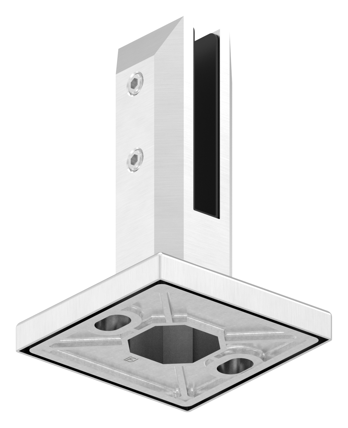 Bodenglashalter eckig, für Glas 12 - 12,76mm, V4A Bodenglashalter eckig, für Glas 12 - 12,76mm, V4A