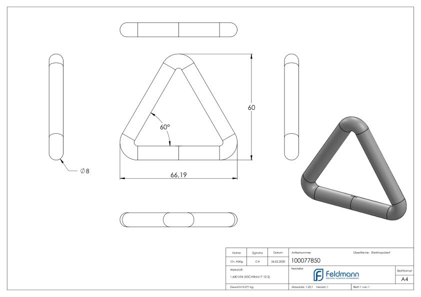 Triangel 8x50mm V4A