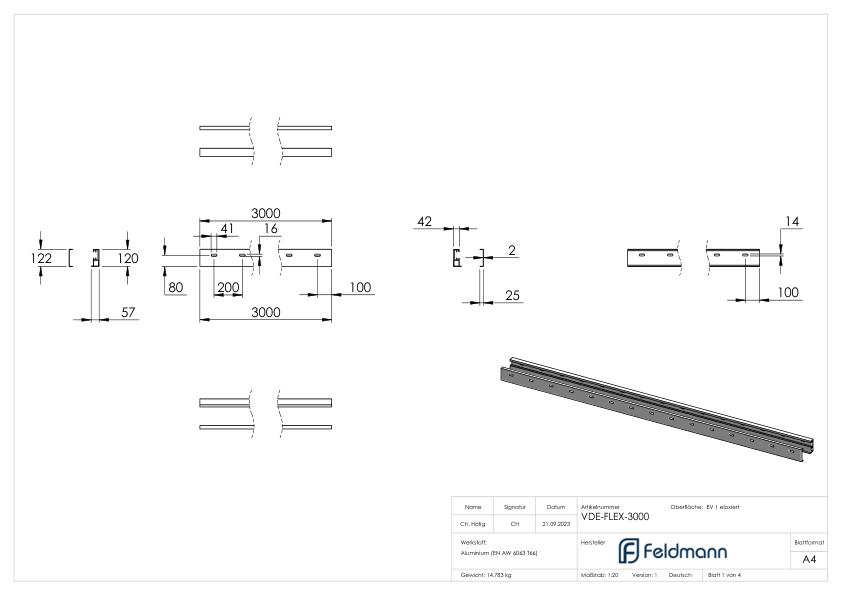 FLEX:MOUNT PRO Profil-Set für eleganza canopy Vordach