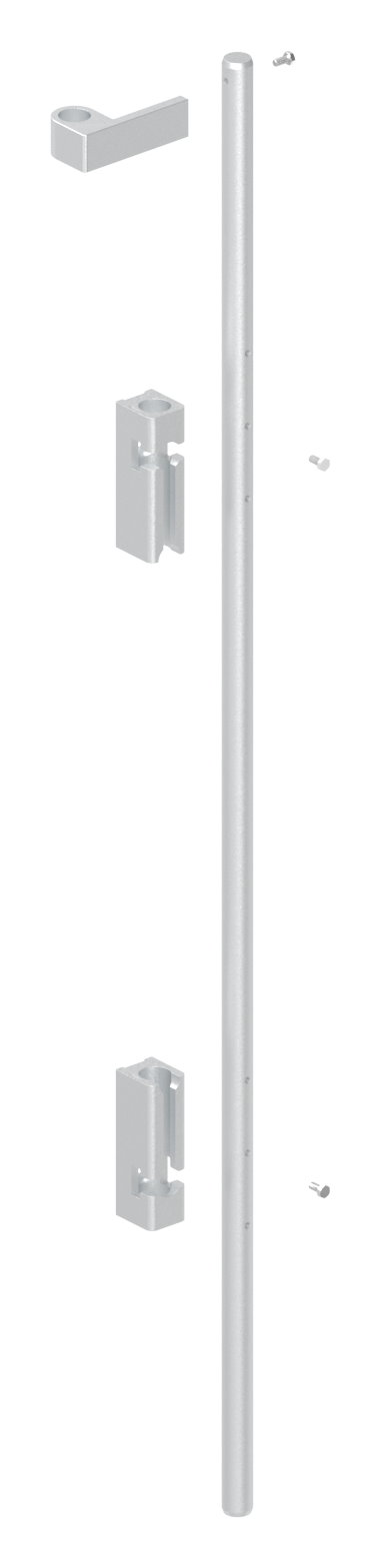 Bodenriegel XL mit zwei Befestigungen, Länge 1000mm, zum Anschrauben, blank