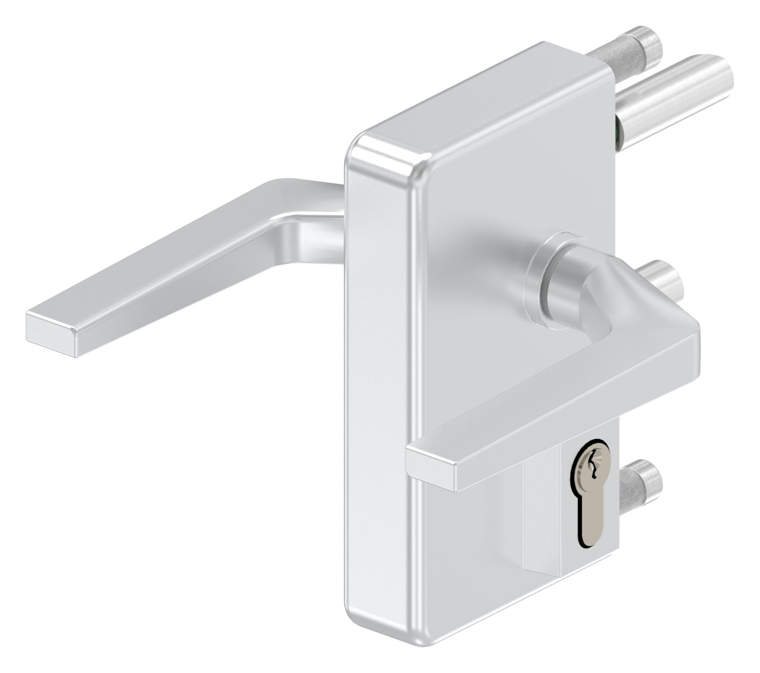 Gittertorschloss GTS 2 für Rohrstärke 40-60mm, Gehäuse silber