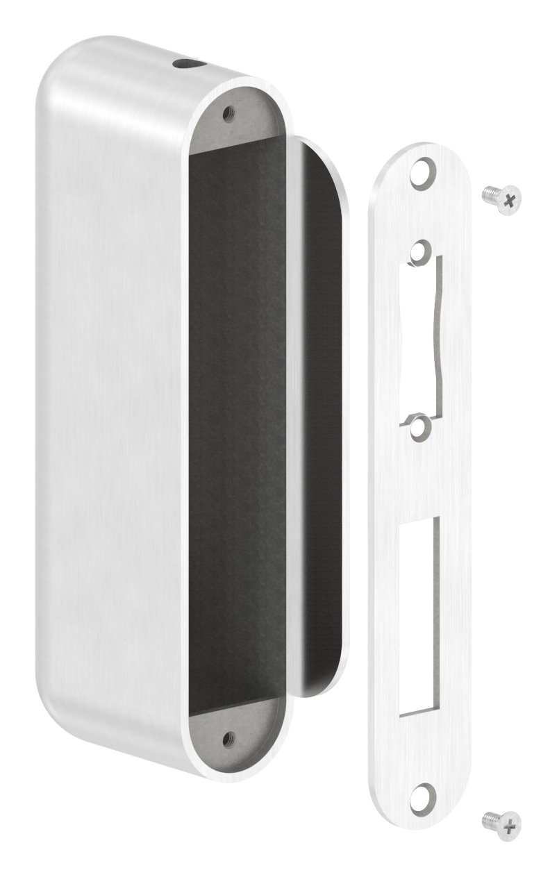 Edelstahlgegenkasten abgerundet für Abstand 72mm, für Schloss # 59103-240,78.2x42.4x208.4mm, V2A Edelstahlgegenkasten abgerundet für Abstand 72mm, für Schloss # 59103-240,78.2x42.4x208.4mm, V2A