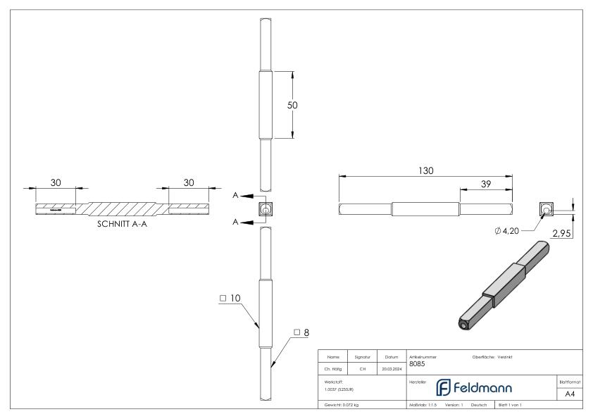 Drückerstift, verzinkt