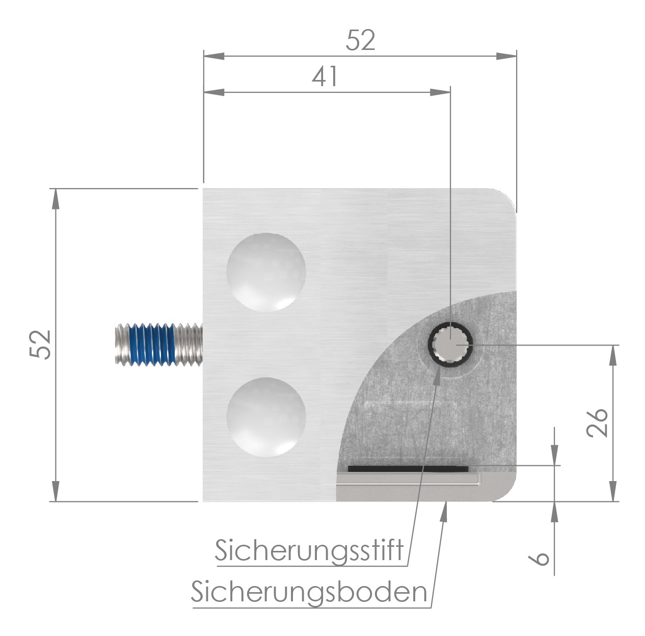 Glasklemme Mod. 34, Anschluss: gerade, V4A