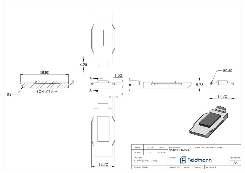 Sicherungsplatte für Mod. 36 - V4A