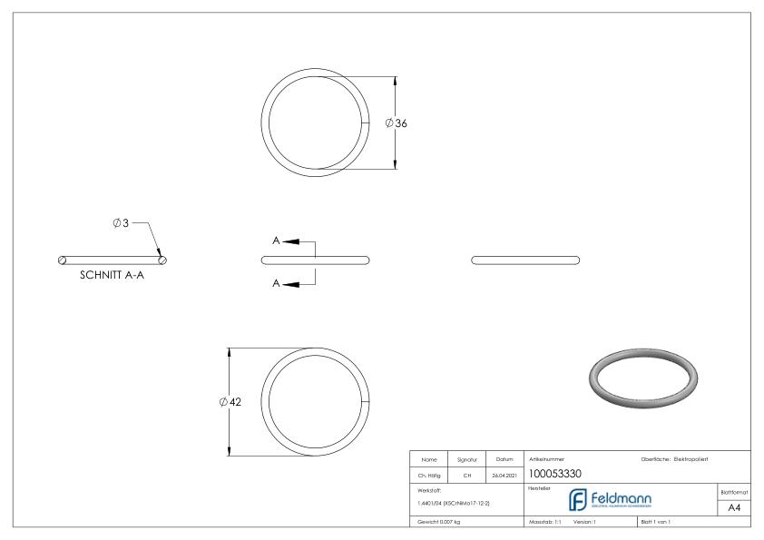 Ring 3x42mm V4A