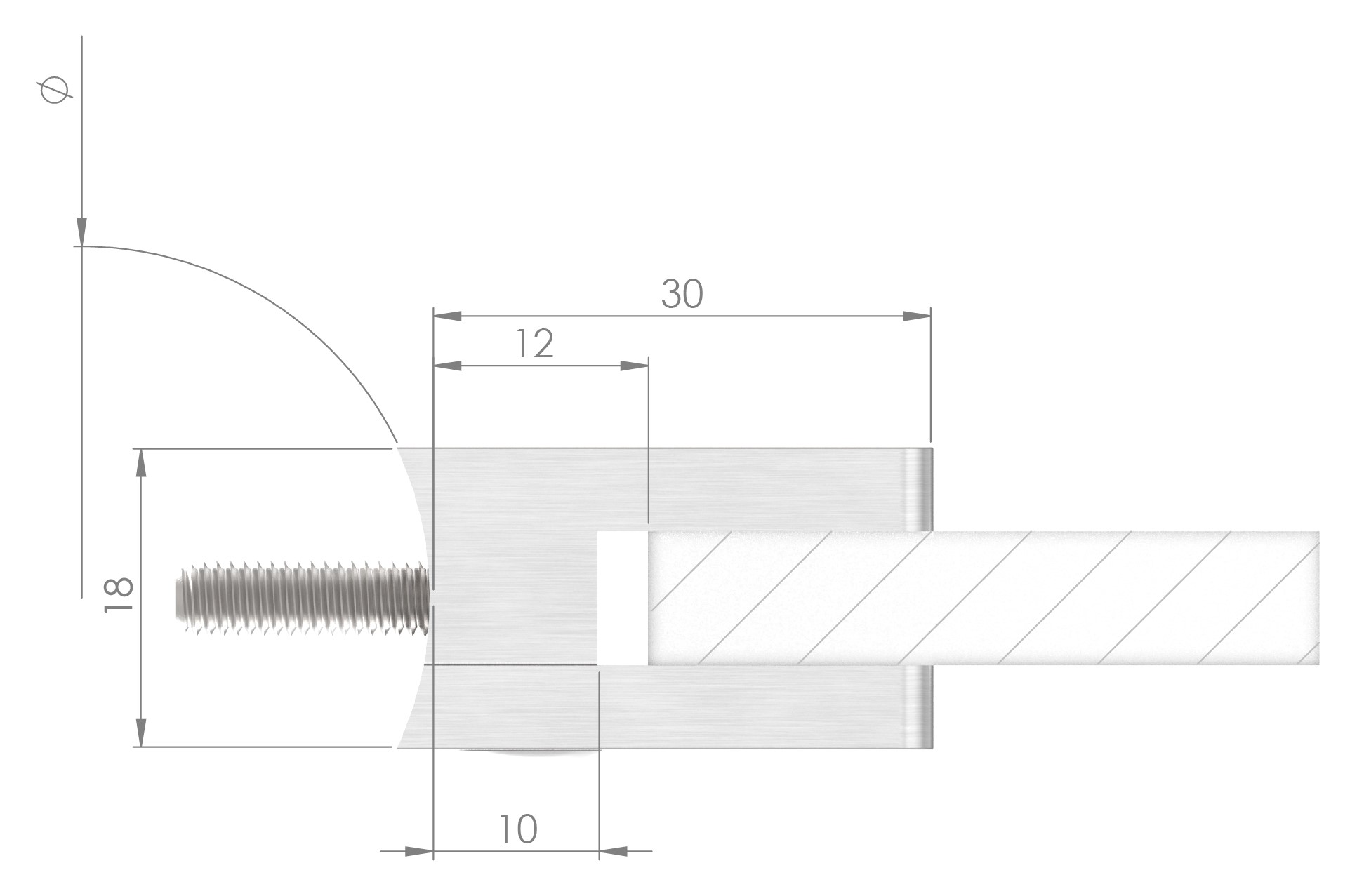 Glasklemme Mod. 22, Anschluss: 33,7mm, V2A Glasklemme Mod. 22, Anschluss: 33,7mm, V2A