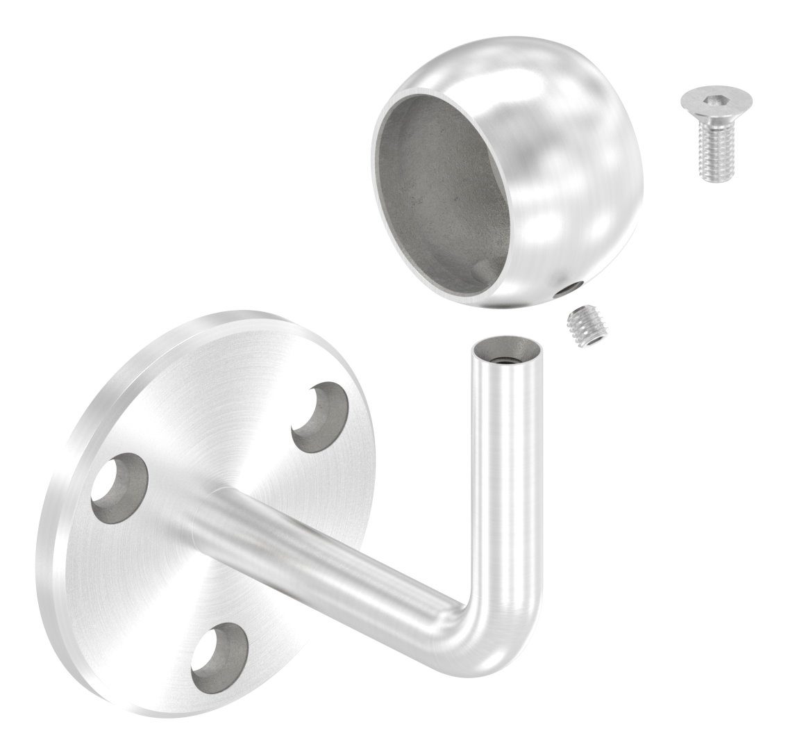 Handlaufhalter mit Kugelring für Rohr 33,7mm (Ronde und Bügel verschweißt), V2A