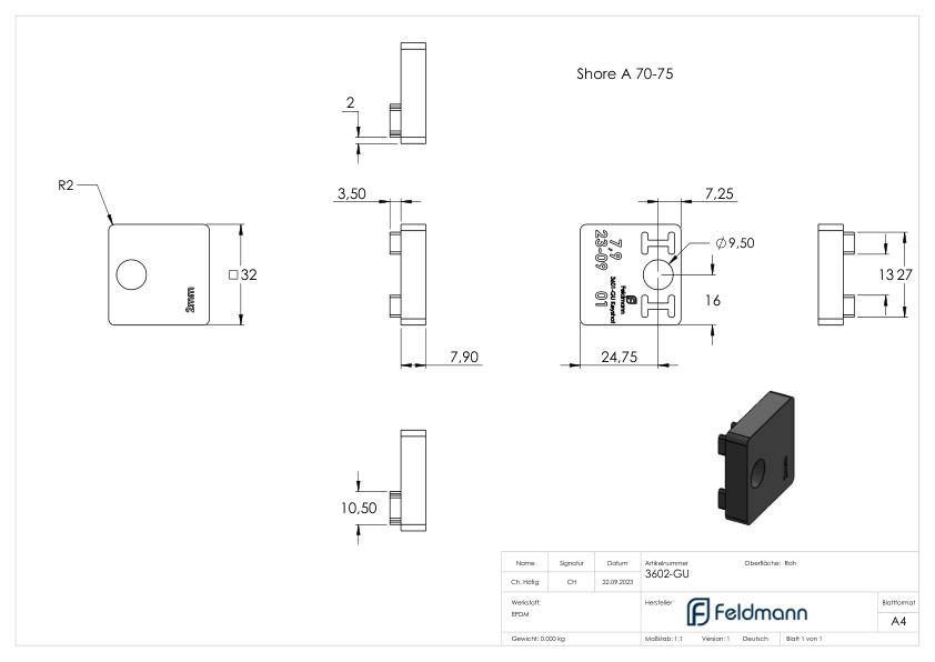 1 Paar Gummi für Mod. 36, für Blech 2,0mm