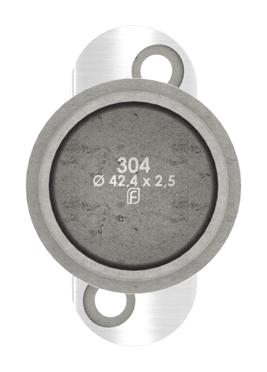 Handlaufstütze ohne Kabeldurchführung für Rohr 42,4x2,5mm, Handlaufanschlussplatte: 42,4mm, V2A