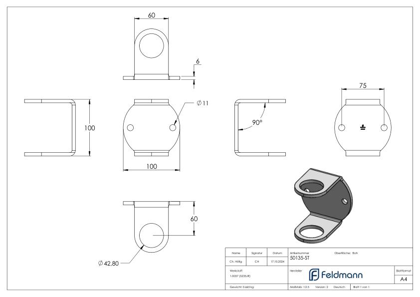 Wandanker für Geländerpfosten Ø 42,4mm