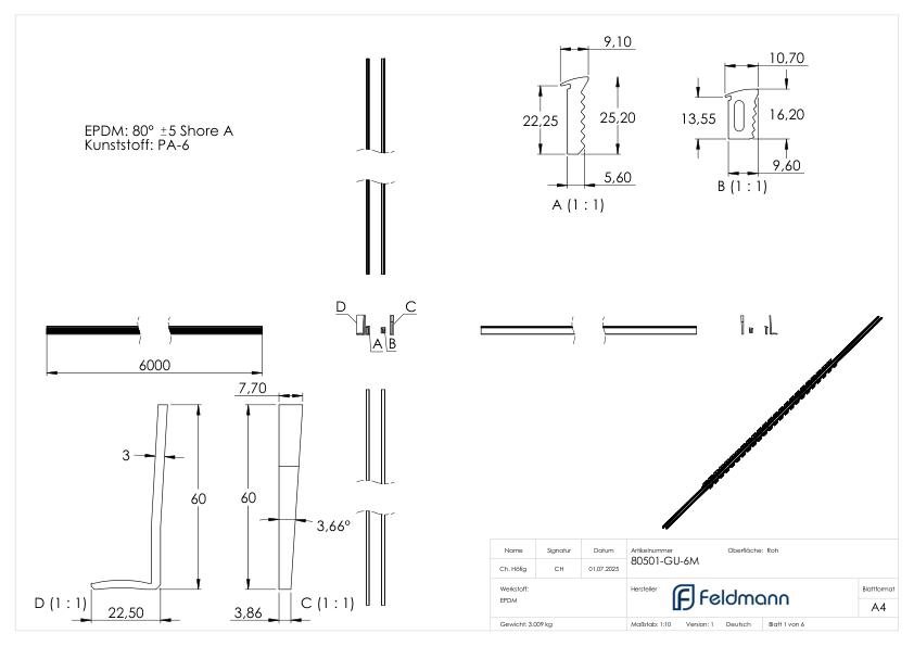 Gummiset für 6m Aluprofil für Glas 16,76-17,52mm Gummiset für 6m Aluprofil für Glas 16,76-17,52mm