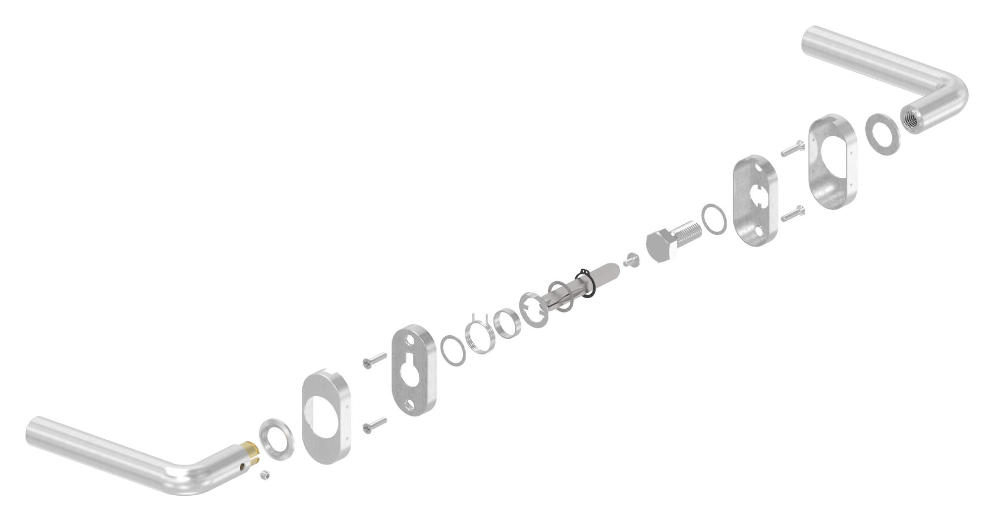 Türdrücker-Paar, ein Drücker feststehend, V2A Türdrücker-Paar, ein Drücker feststehend, V2A