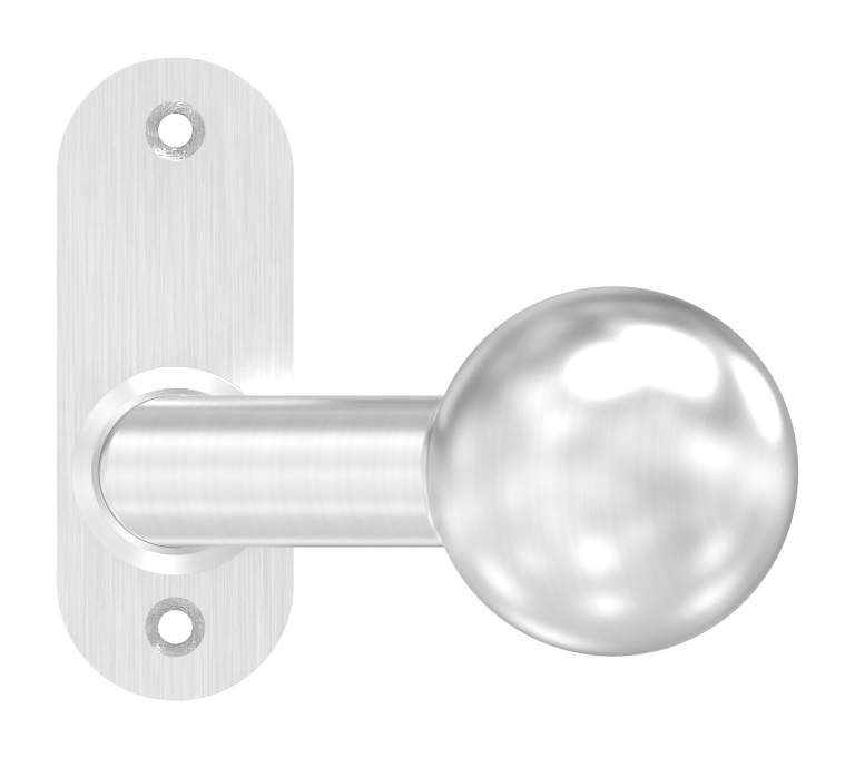 Türknopf, Ø 50mm, mit Langschild, V2A Türknopf, Ø 50mm, mit Langschild, V2A