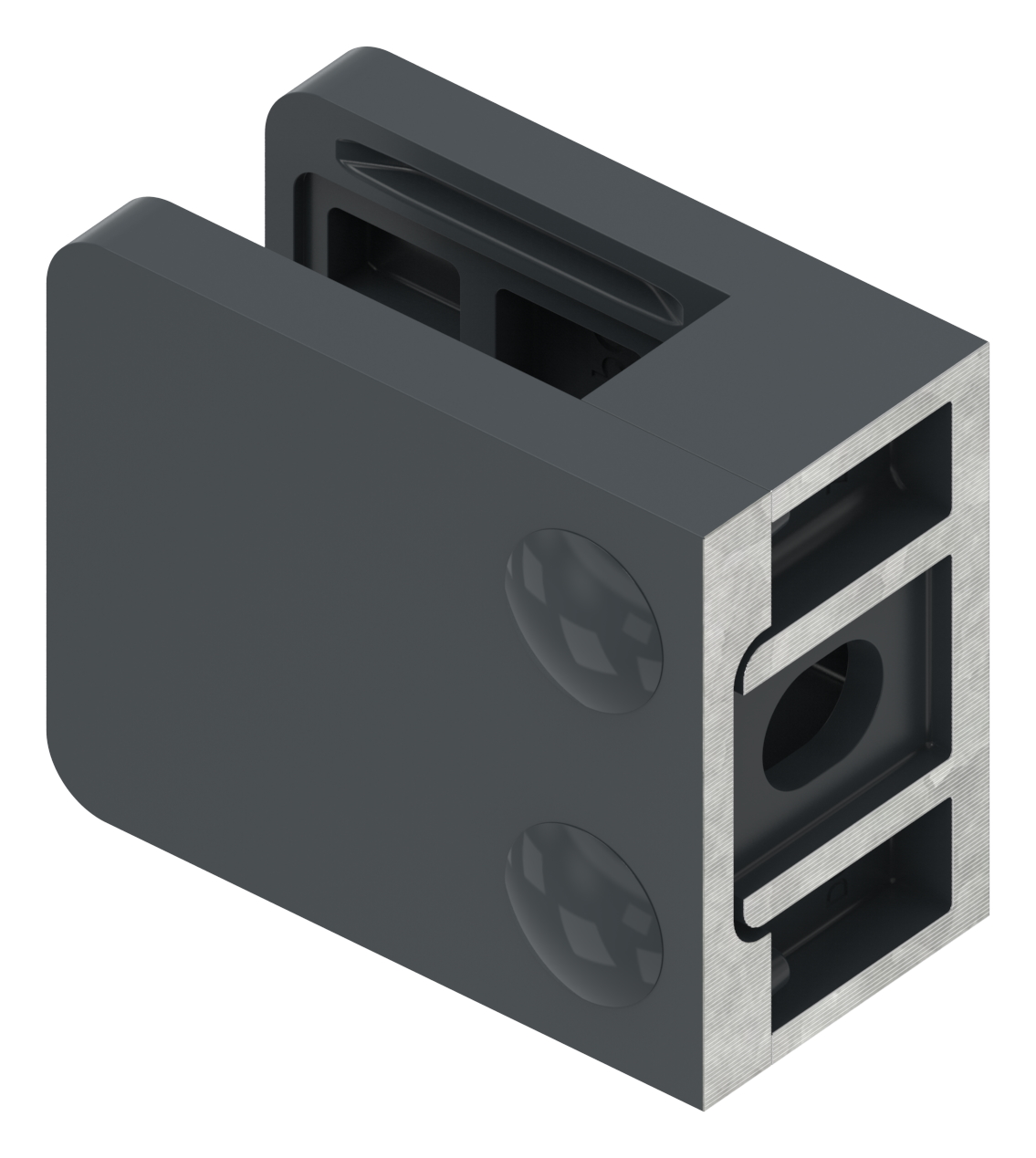 Glasklemme Mod. 36, Anschluss: gerade, in Zink roh pulverbeschichtet RAL 7016 matt