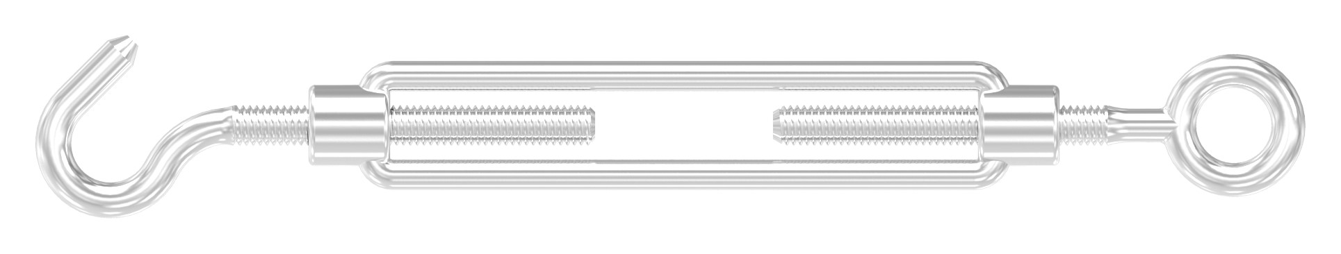 Spannschloss mit Öse / Haken, Rundeisen: 6mm, V4A