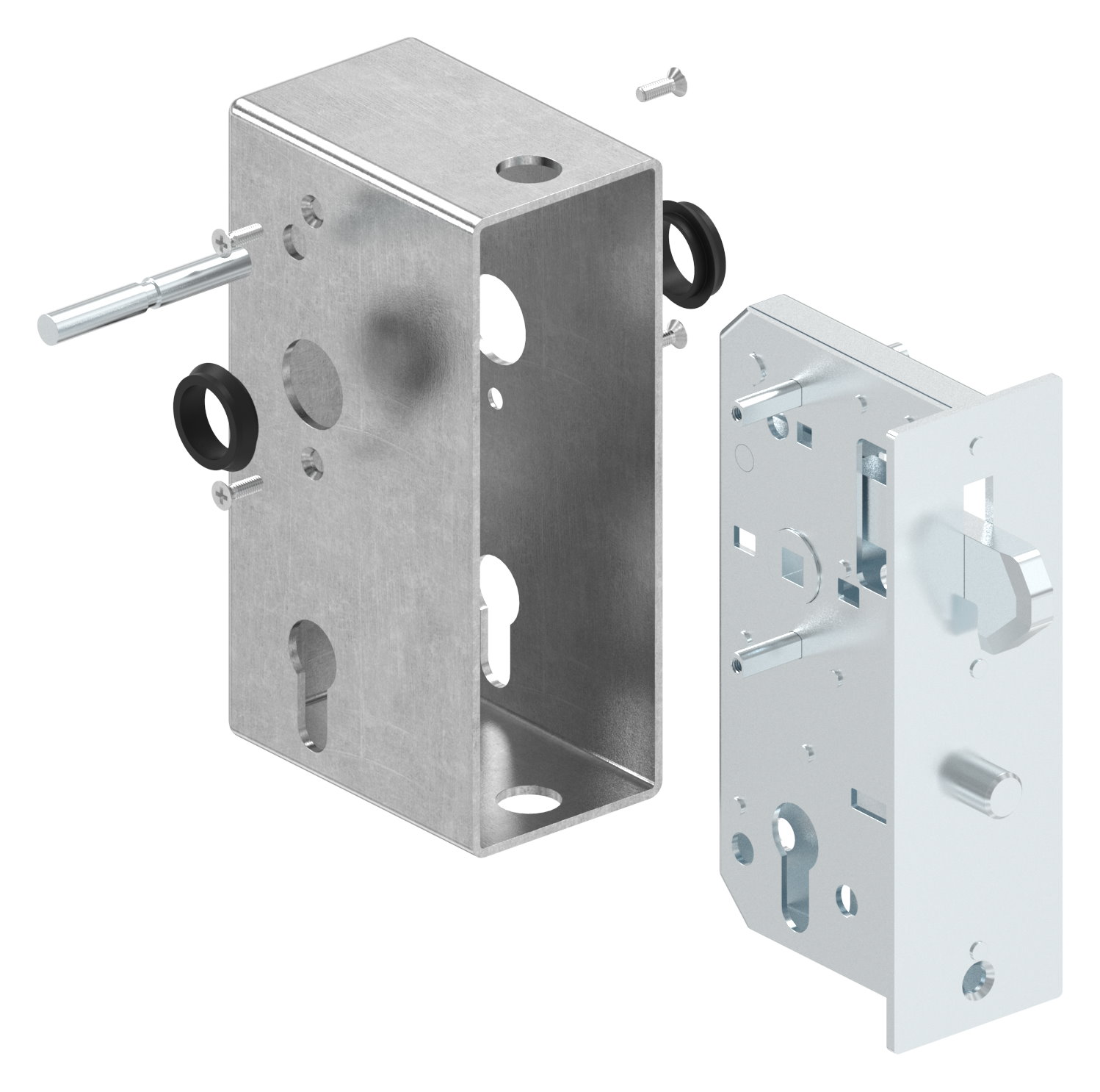 Schlosskasten mit Hakenschloss, 60 x 94 x 170mm