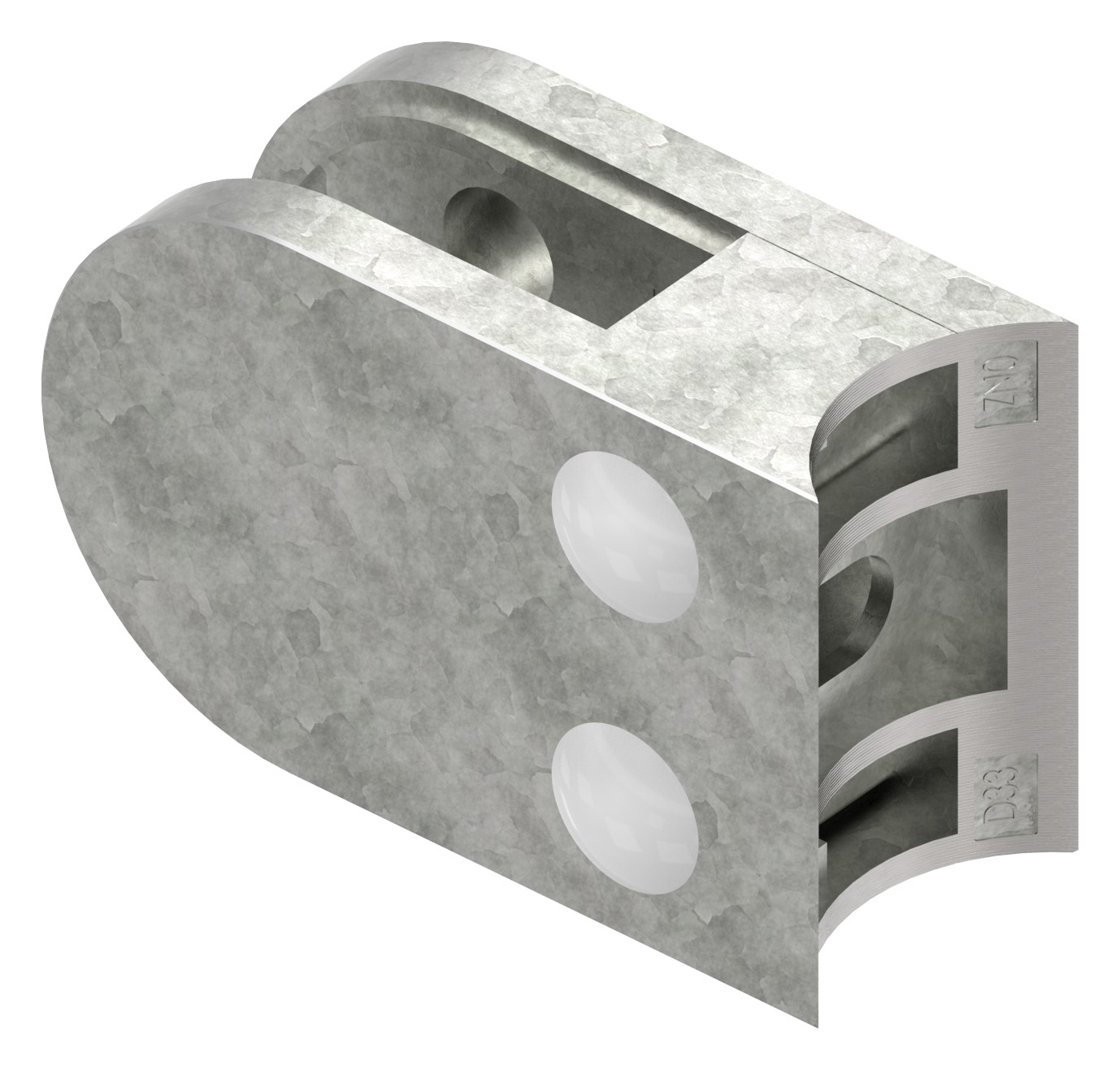 Glasklemme Mod. 32, Anschluss: 33,7mm, Zink roh Glasklemme Mod. 32, Anschluss: 33,7mm, Zink roh