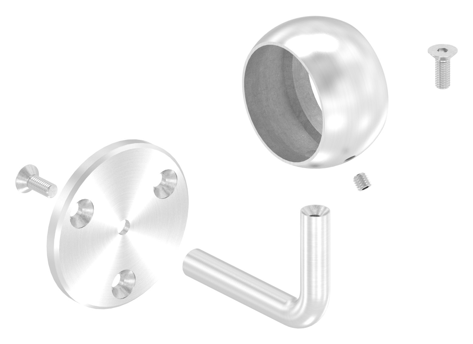 Handlaufhalter mit Kugelring für Rohr 48,3mm (Ronde und Bügel verschraubt), V2A Handlaufhalter mit Kugelring für Rohr 48,3mm (Ronde und Bügel verschraubt), V2A