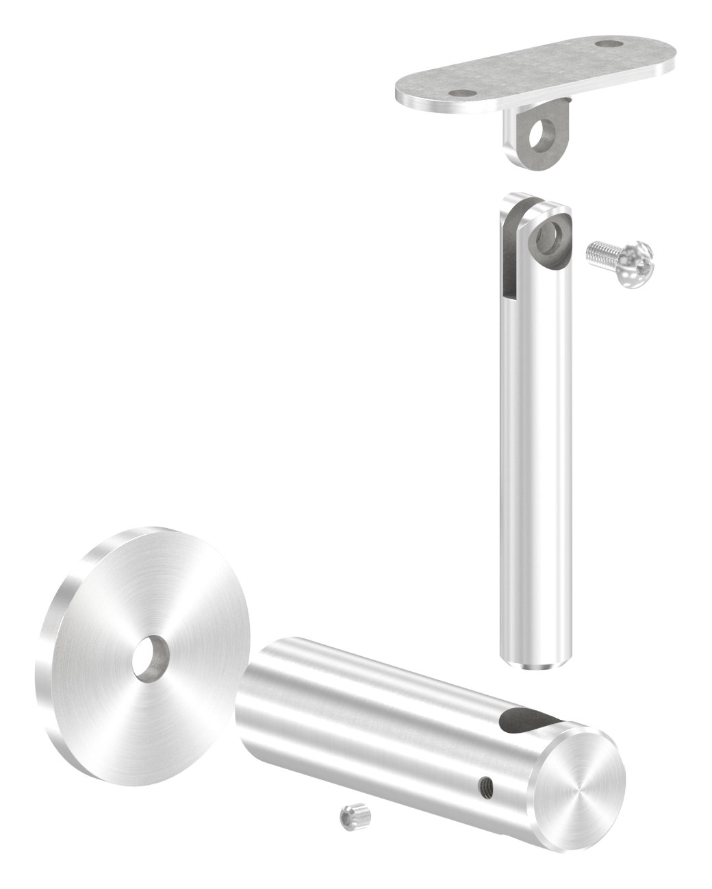 Handlaufhalter mit Gelenk, Handlaufanschlussplatte flach, V2A