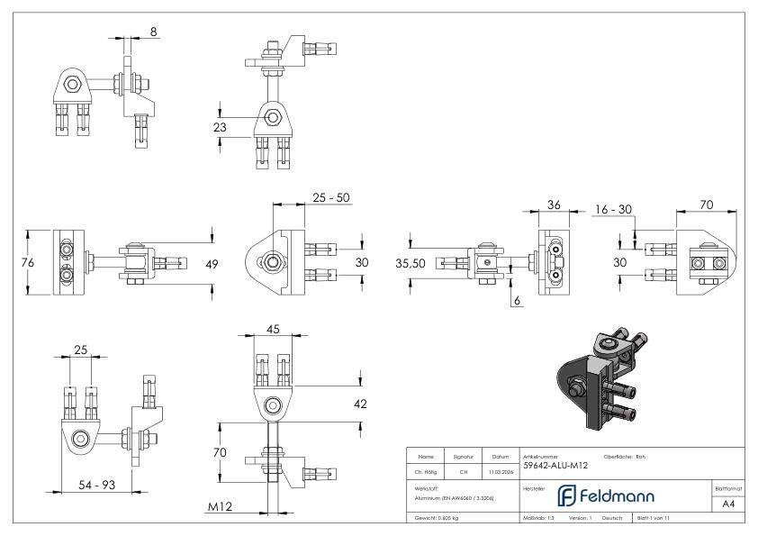 Torband M12, 4-fach verstellbar, BOLTONHD-4D
