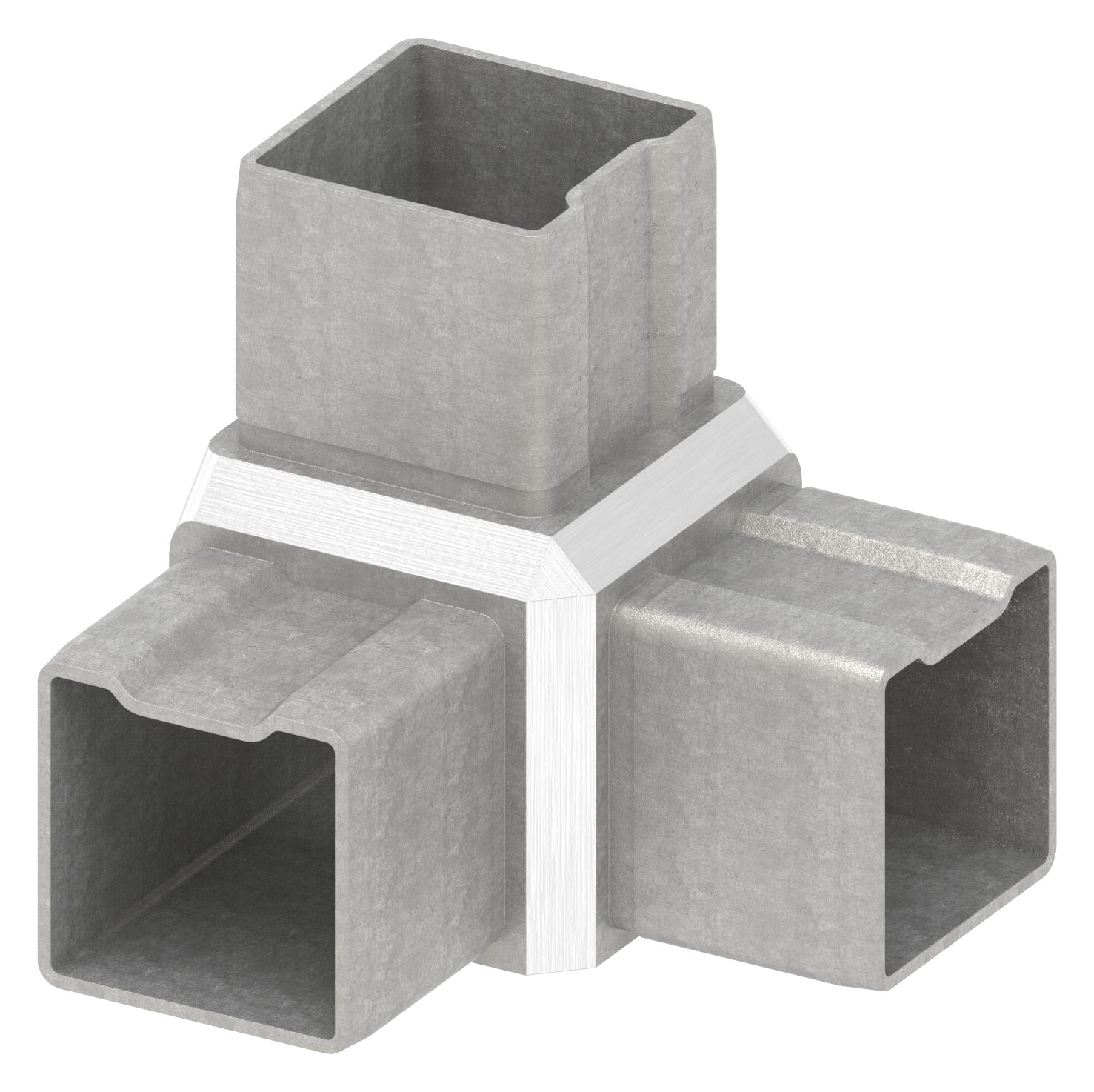 Eckstück 90° mit 3 Abgängen, für Rohr 40x40x2,0mm, V4A