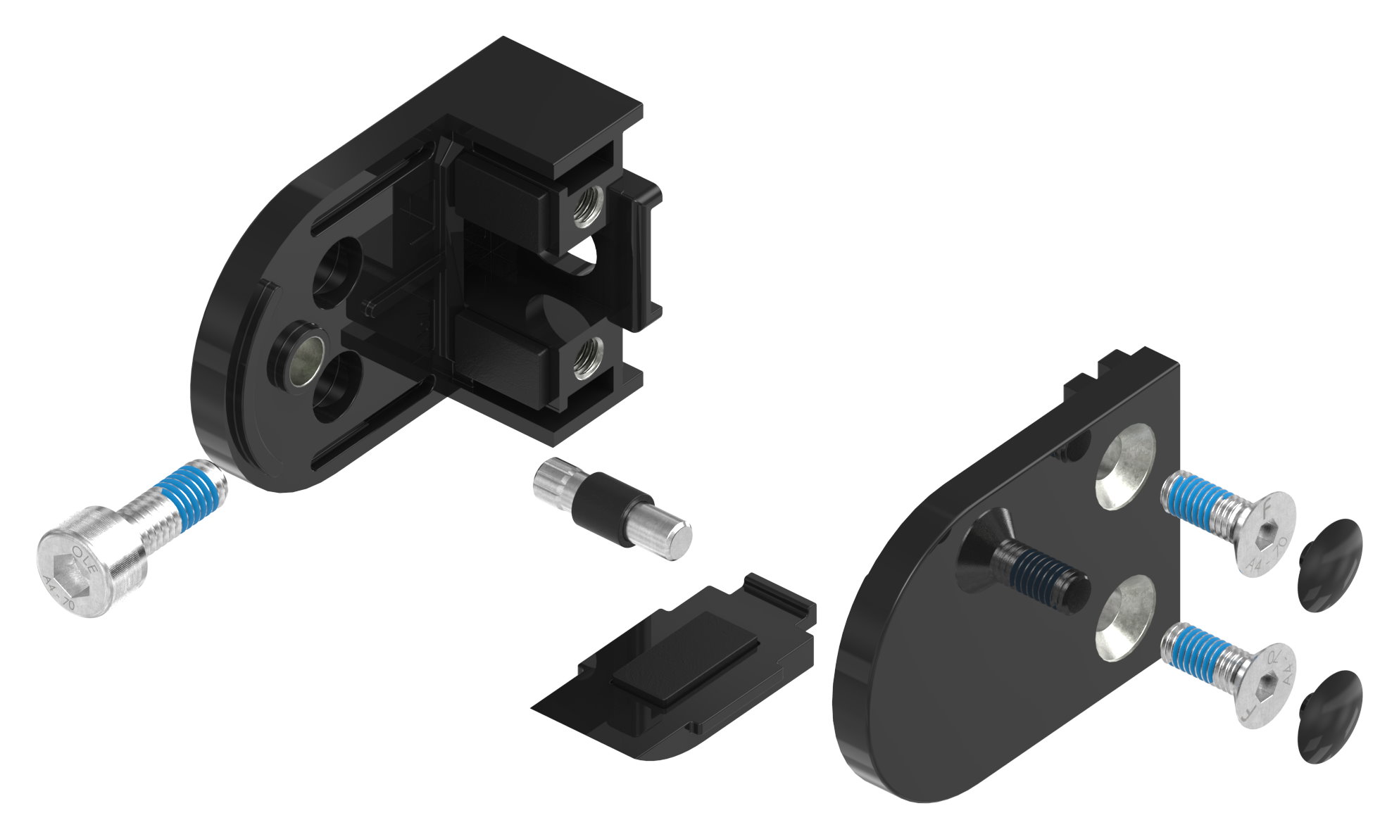 Glasklemme Mod. 38, Anschluss: gerade, Zink roh pulverbeschichtet RAL 9005 matt